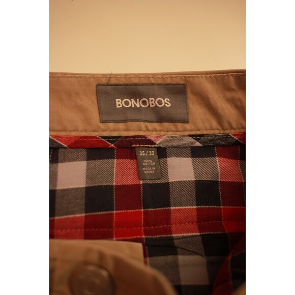 Bonobos Mens Pants Brown Flannel Lined Chino Flat Front Straight Leg Size 35x30 - Picture 10 of 11